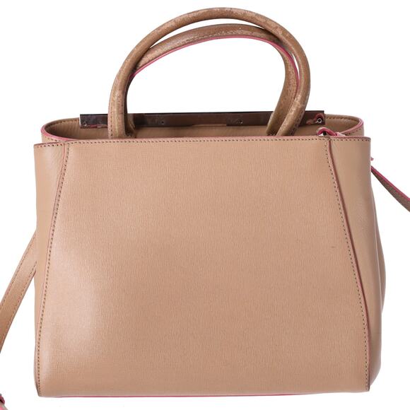 FENDI Petit 2 Jours Handbag 8BH253 Beige Pink Leather - Picture 3 of 7